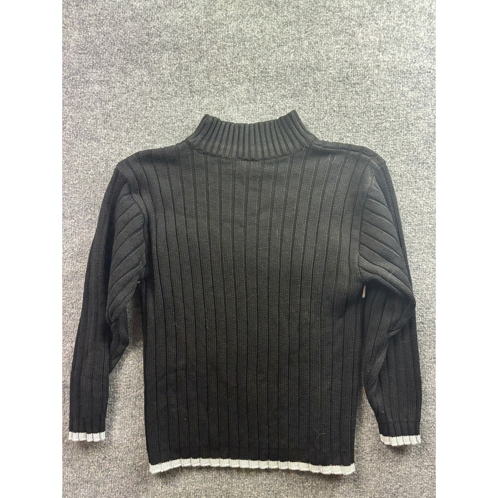 Vintage Y2K Southpole Ribbed Mock Neck Sweater Mens L Black  Logo Stripe - Picture 6 of 6